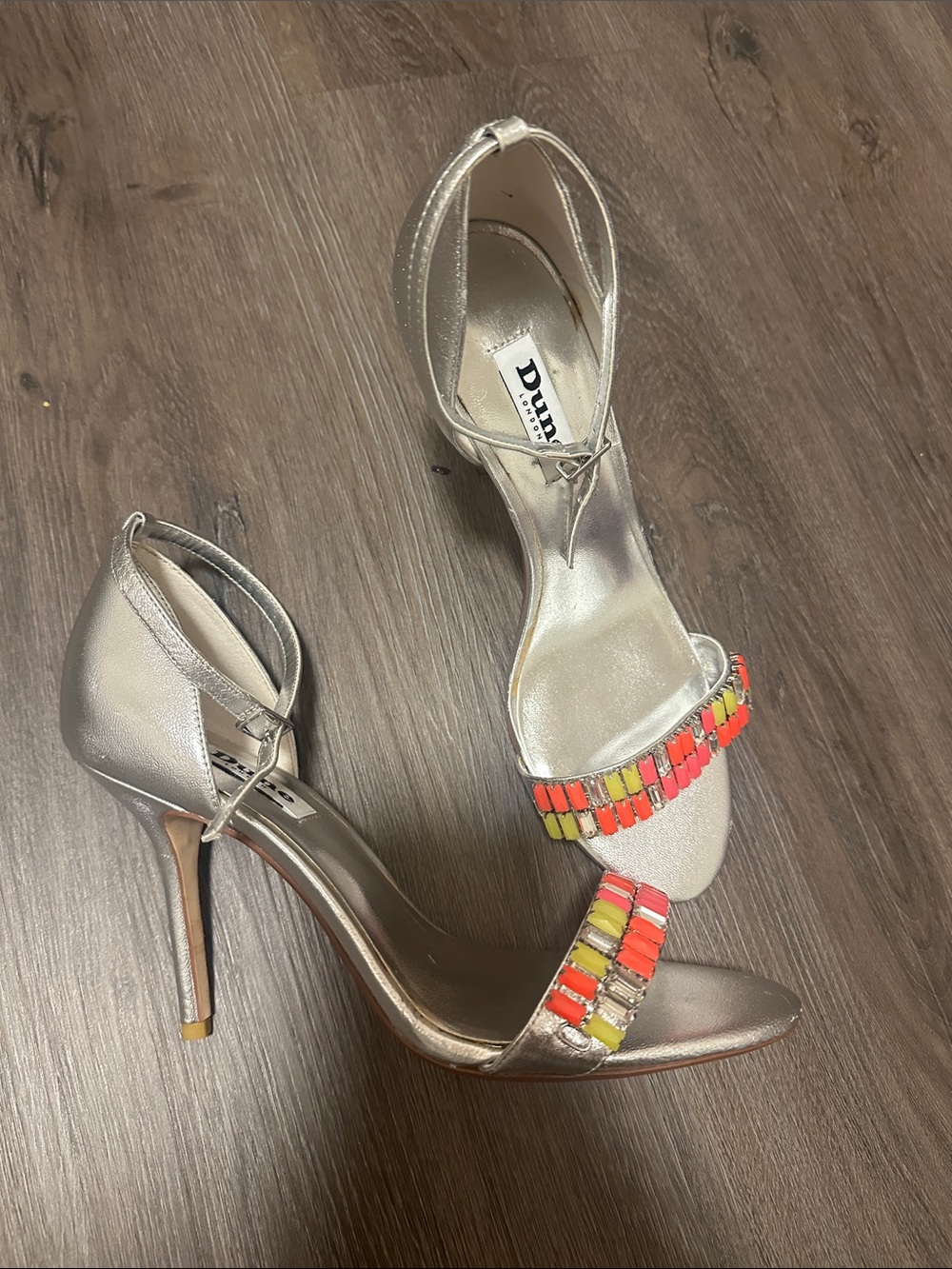 Dune Silver Heels Multi Jewel Detail Size 39